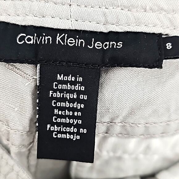 Calvin Klein Jeans Linen Viscose Blend Cream Shorts Four Pockets Women's Size 8 - Picture 7 of 10